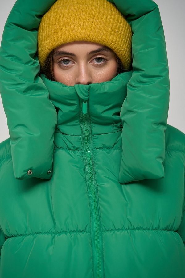 Kurtka przycięta z zamkiem zielona KR01106 № 5