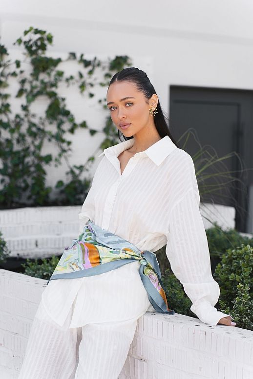 Bawełniany garnitur: koszula z spodniami biały