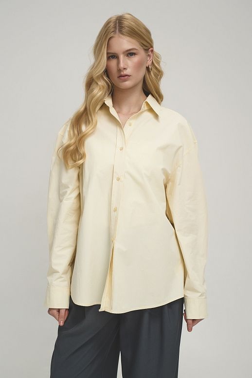 Gładka koszula oversize masełkowa