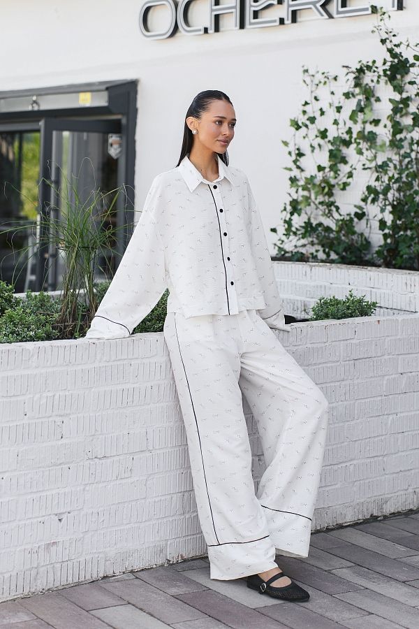 Garnitur biały z czarną lamówką z guzikami lam02/08 #RU#  lam02/08 № 2