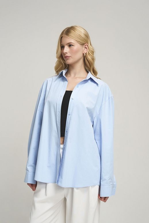 Gładka koszula oversize błękitna