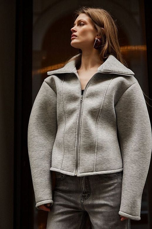 Bomberka z wyprofilowanymi rękawami szara