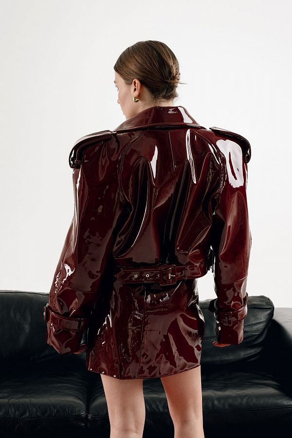 Lakierowana spódnica z eko-skóry bordowa prem25/08 № 5