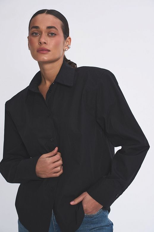 Bawełniana koszula z poduszkami czarna