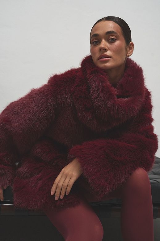 Eko-futro wydłużone bordowe