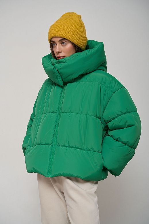 Kurtka przycięta z zamkiem zielona - №2