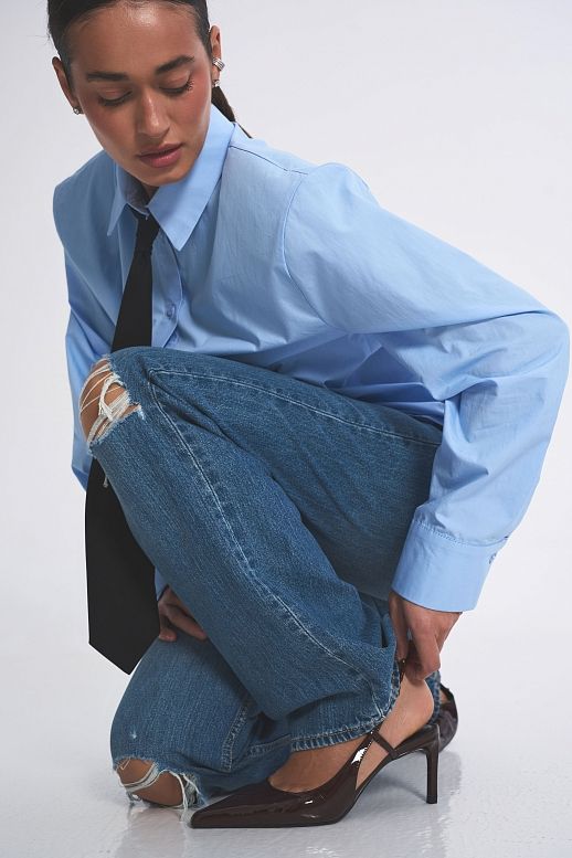 Bawełniana koszula z poduszkami błękitna