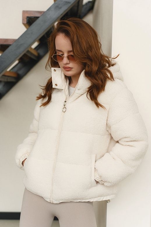 Kurtka Teddy mleczna