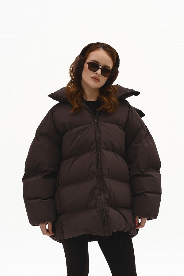 Kurtka puchowa oversize czekoladowa puch15/11 № 4
