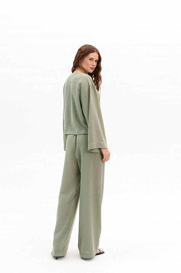 Lniany garnitur z koszulą oversize oliwkowy stroj30/05 #RU#  stroj30/05 № 5