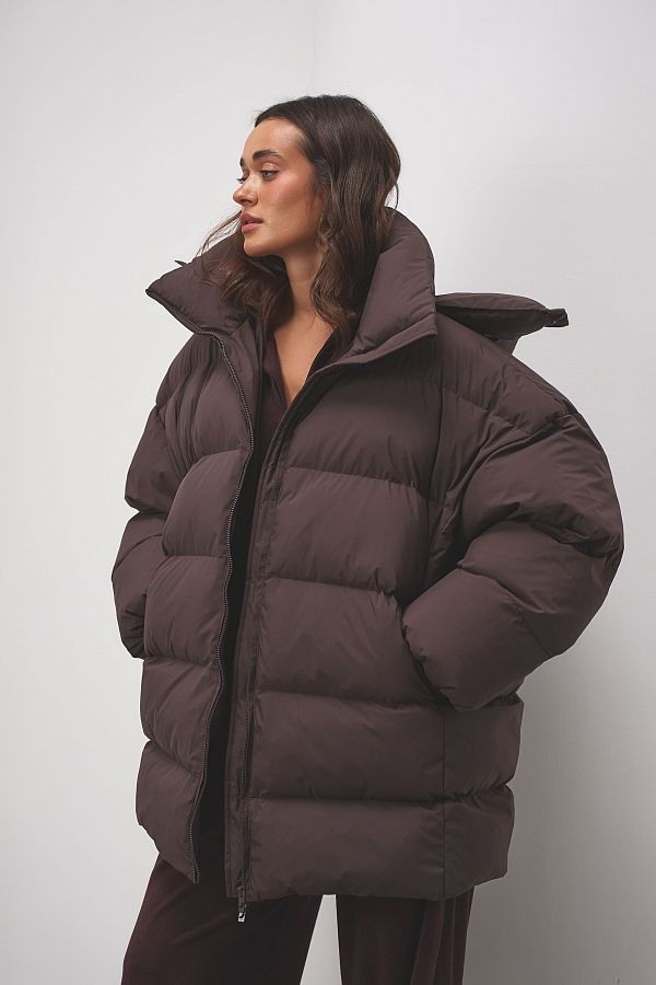 Kurtka puchowa oversize czekoladowa puch15/11 № 1