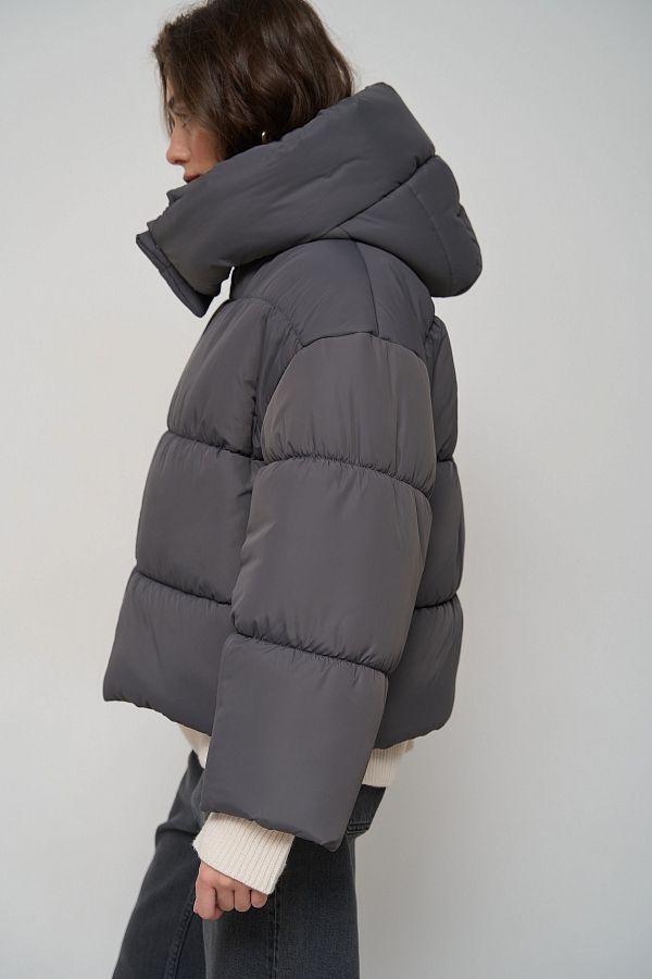 Kurtka przycięta z zamkiem grafitowa KR01104 № 7