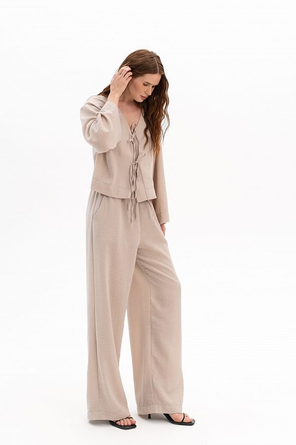 Lniany garnitur z koszulą oversize beżowy stroj30/07 #RU#  stroj30/07 № 4