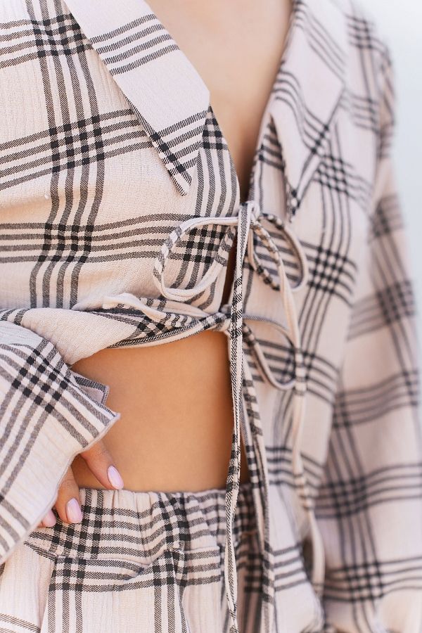 Muślinowy garnitur w kratę beżowy z białym muslin02/08 #RU#  muslin02/08 № 3