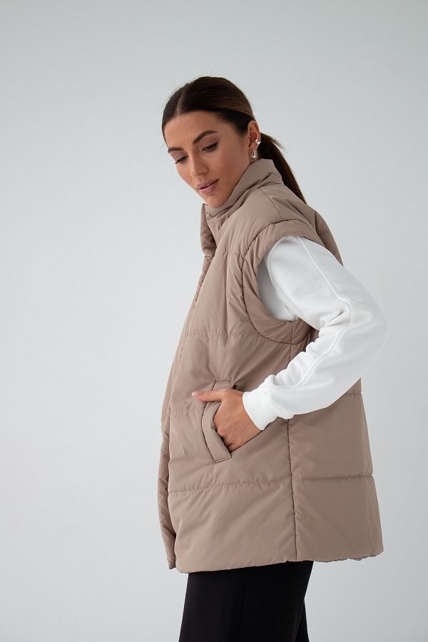Kamizelka przedłużona z zamkiem cappuccino J001/2 № 3