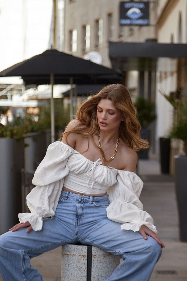 Top muślinowy biały D0223/3 #RU# Top z białego muślinu D0223/3 № 1