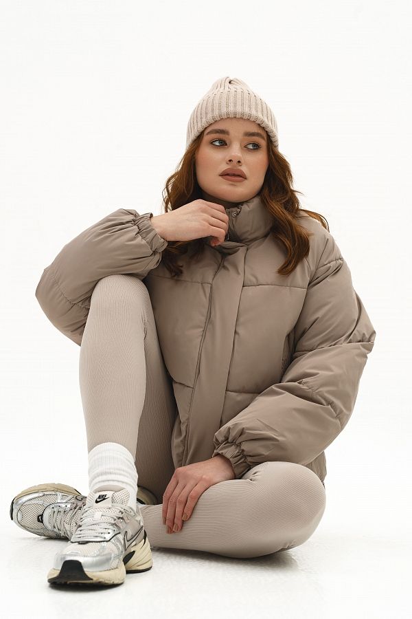 Kurtka puchowa ciemnobeżowa 240910/1 № 3