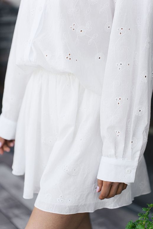 Bawełniany garnitur z haftem biały - №2