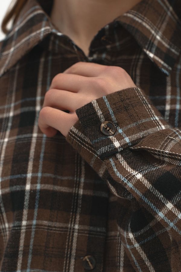Koszula oversize w kratę brązowa kosz17/10 #RU#  kosz17/10 № 3
