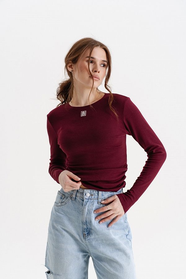 Longsleeve bordowy long16/04 № 5