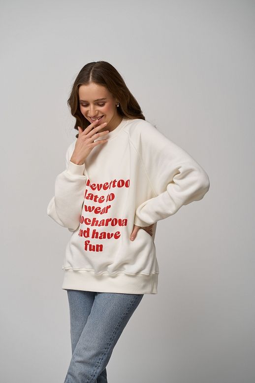 Bluza z nadrukiem mleczna