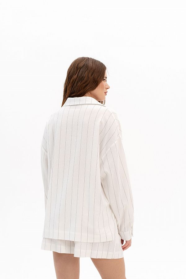 Lniana koszula z długim rękawem biała kosz30/07 #RU#  kosz30/07 № 4