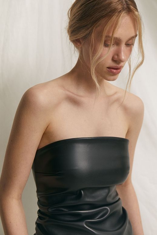 Gorset z ekoskóry czarny - №2