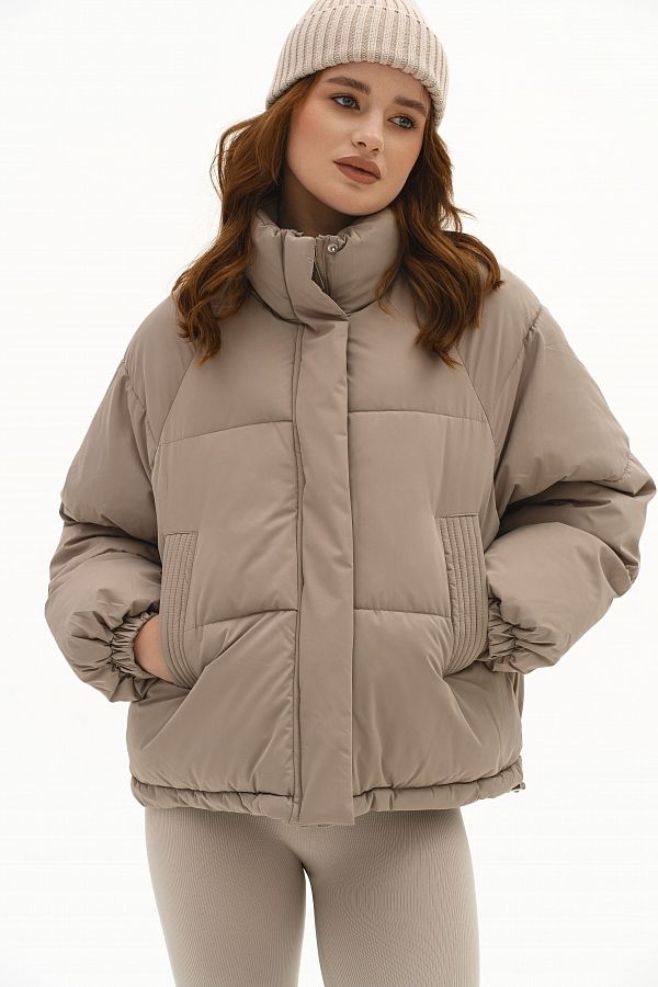 Kurtka puchowa ciemnobeżowa 240910/1 № 1