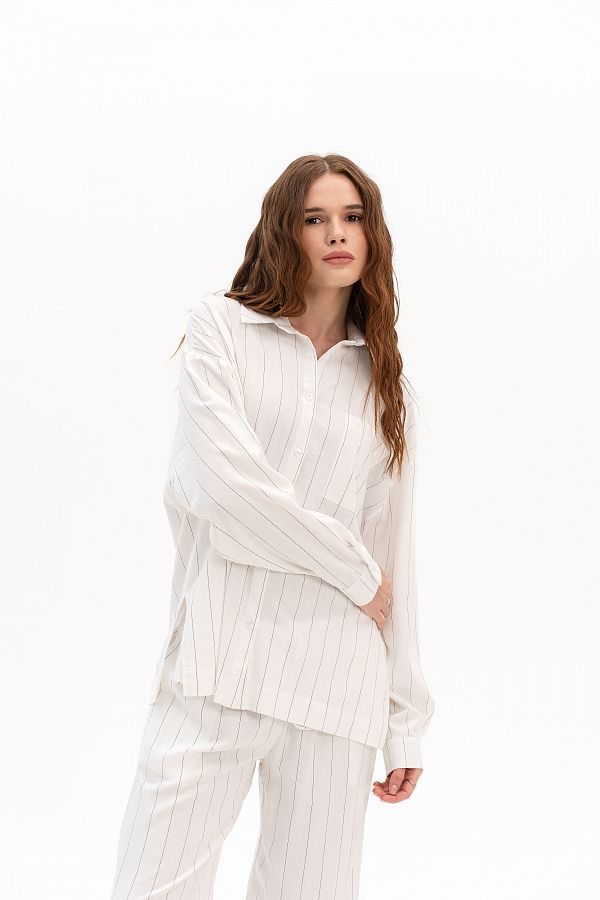 Lniana koszula z długim rękawem biała kosz30/07 #RU#  kosz30/07 № 3