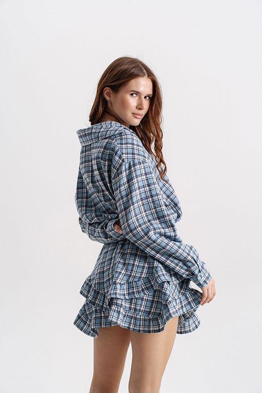 Koszula oversize w kratę błękitna