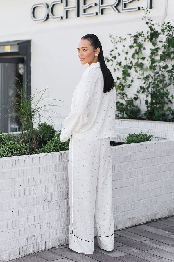 Garnitur biały z czarną lamówką z guzikami lam02/08 #RU#  lam02/08 № 5