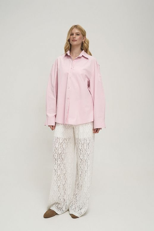 Gładka koszula oversize różowa