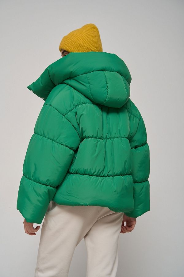Kurtka przycięta z zamkiem zielona KR01106 № 3