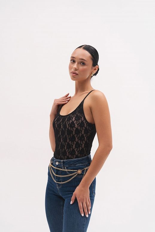 T-shirt czarny z koronką - №2