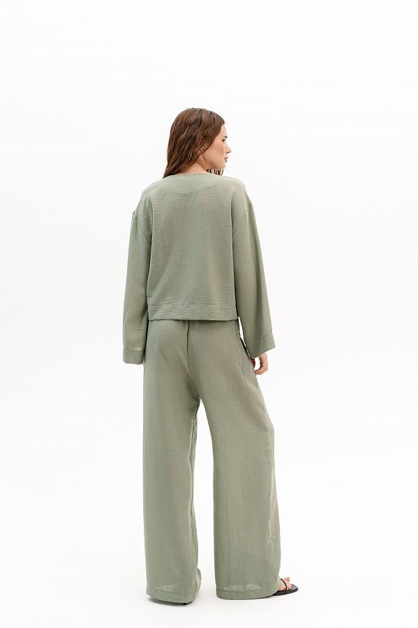 Lniany garnitur z koszulą oversize oliwkowy stroj30/05 #RU#  stroj30/05 № 3