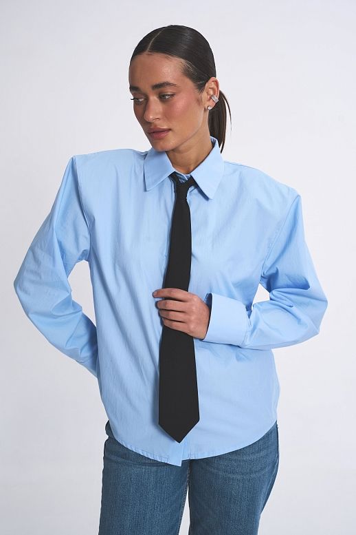 Bawełniana koszula z poduszkami błękitna