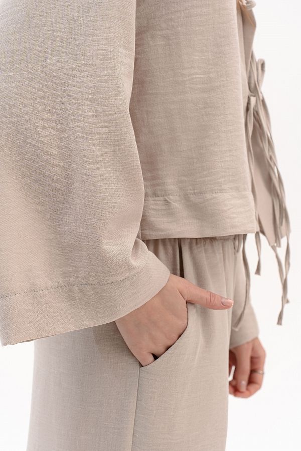 Lniany garnitur z koszulą oversize beżowy stroj30/07 #RU#  stroj30/07 № 5