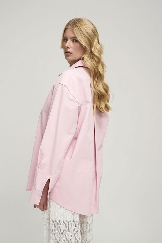 Gładka koszula oversize różowa