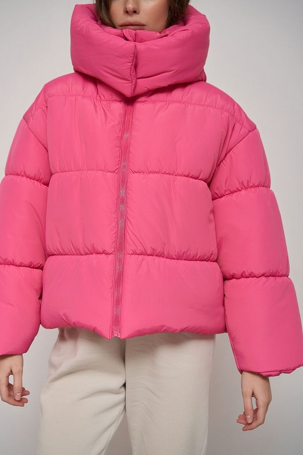 Kurtka przycięta z zamkiem różowa KR01103 № 3